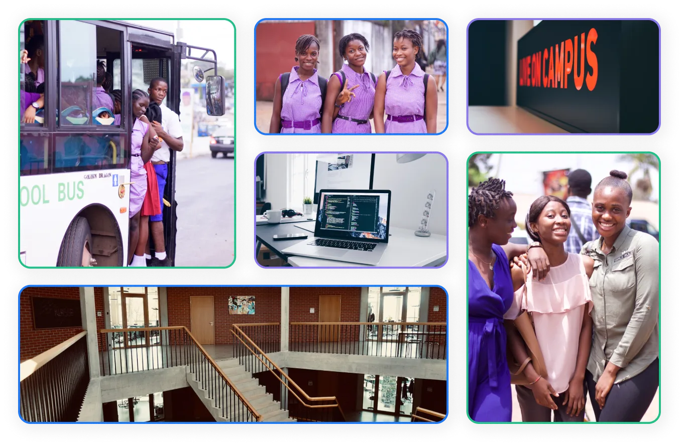 Students and classrooms of the Salone Tech Nation Universtity school Campus